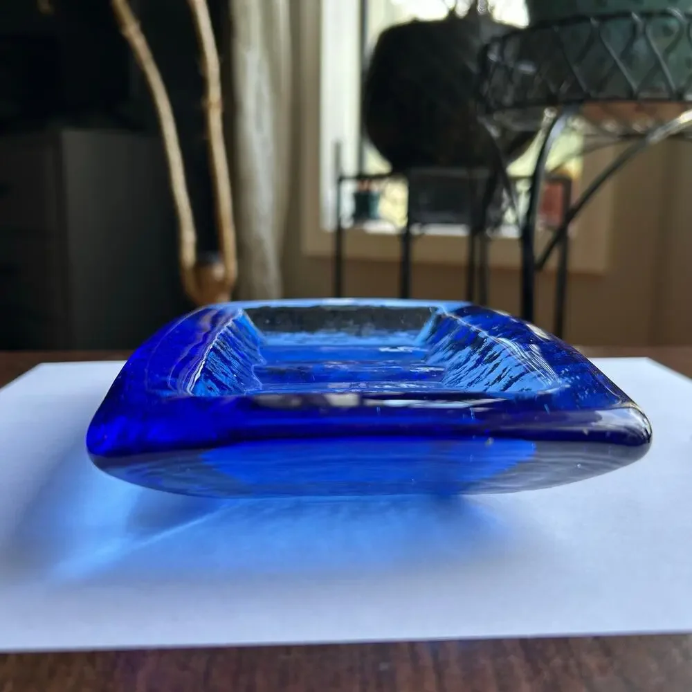 Fire and Light Cobalt Blue Soap dish recycled glass